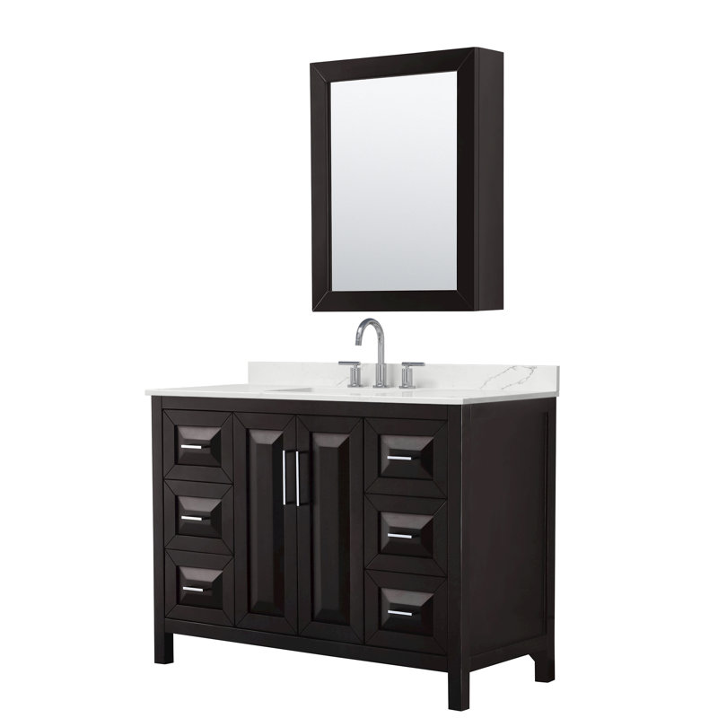 Daria 48'' W Vanity, Polished Chrome, Brown, White Quartz