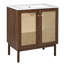 Meuble-lavabo de 30 pouces avec portes en bambou tissé à la main, armoire en panneau de fibres à densité moyenne et conception à fermeture en douceur