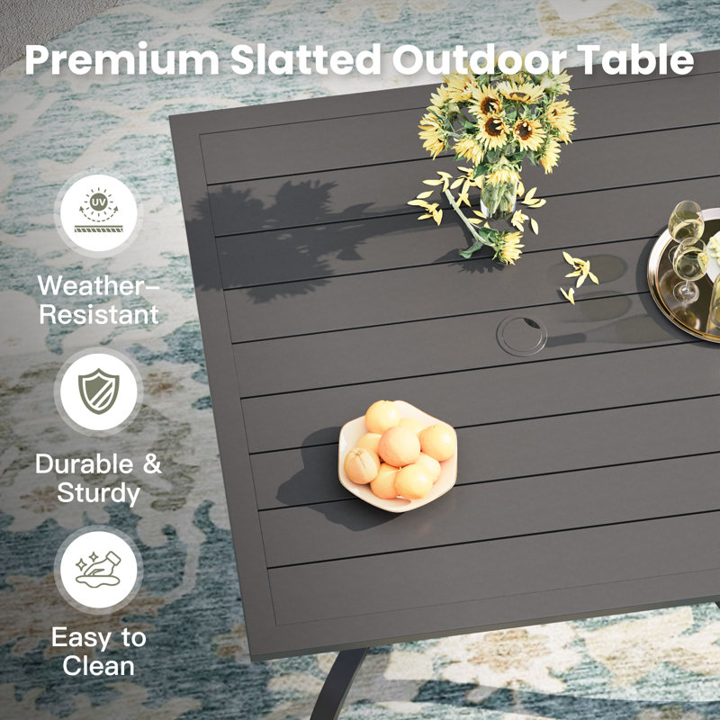 Square Outdoor Patio Dining Table, Black