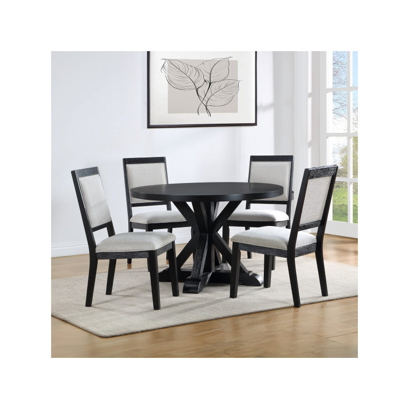 Ensemble de salle à manger 5 pièces Nya, H 30 po x L 48 po x l 48 po, Noir