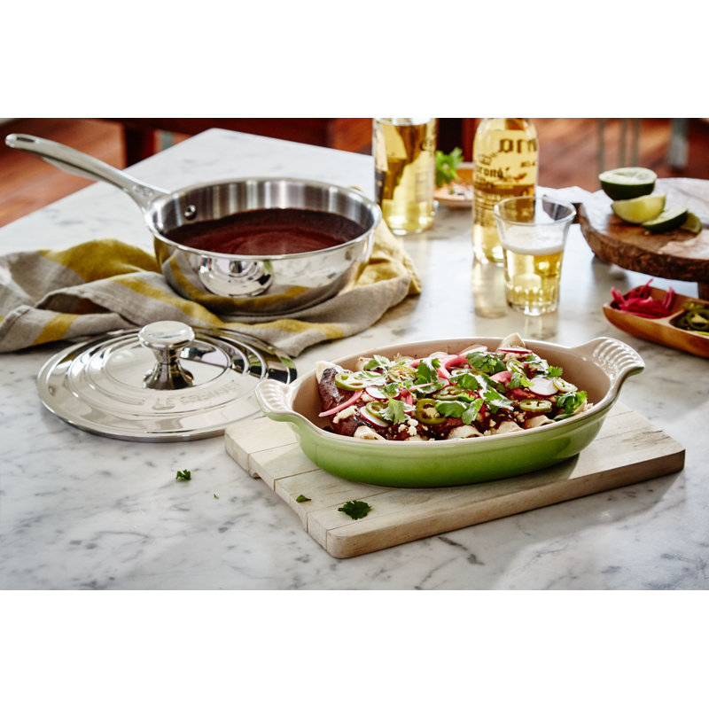 Le Creuset Stainless Steel Saucier Pan with Lid, 2 qt.
