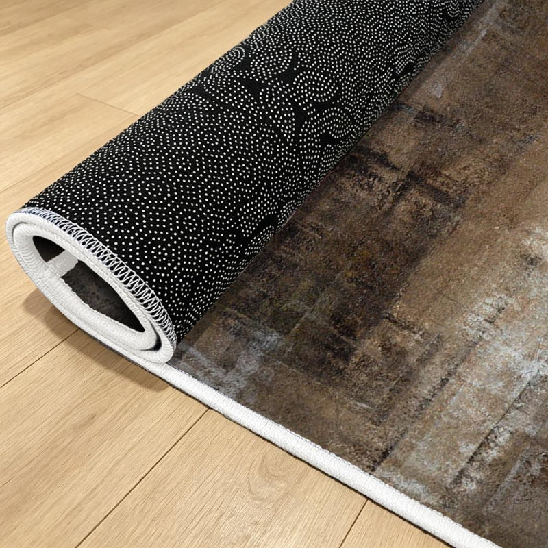 Tapis d'intérieur lavable à la machine brun et gris