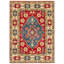 Tapis rouge foncé en laine noué à la main de conception unique 6 pi 6 po x 8 pi 10 po New Age