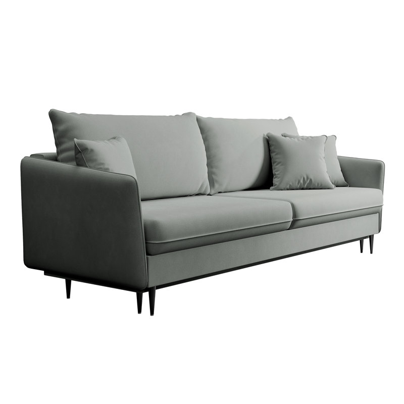 Almonor 3 Seater Velvet Sleeper, Grey
