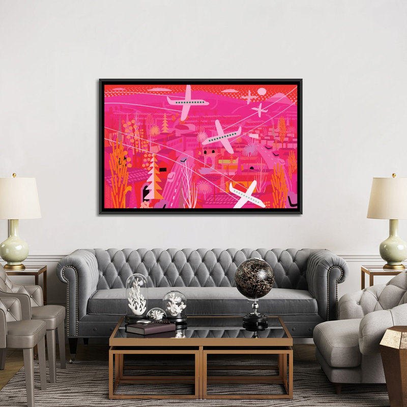 « fire on los angeles », impression sur toile, H 18 po x l 26 po x P 1,5 po, Toile encadrée noire, Pas de tapis