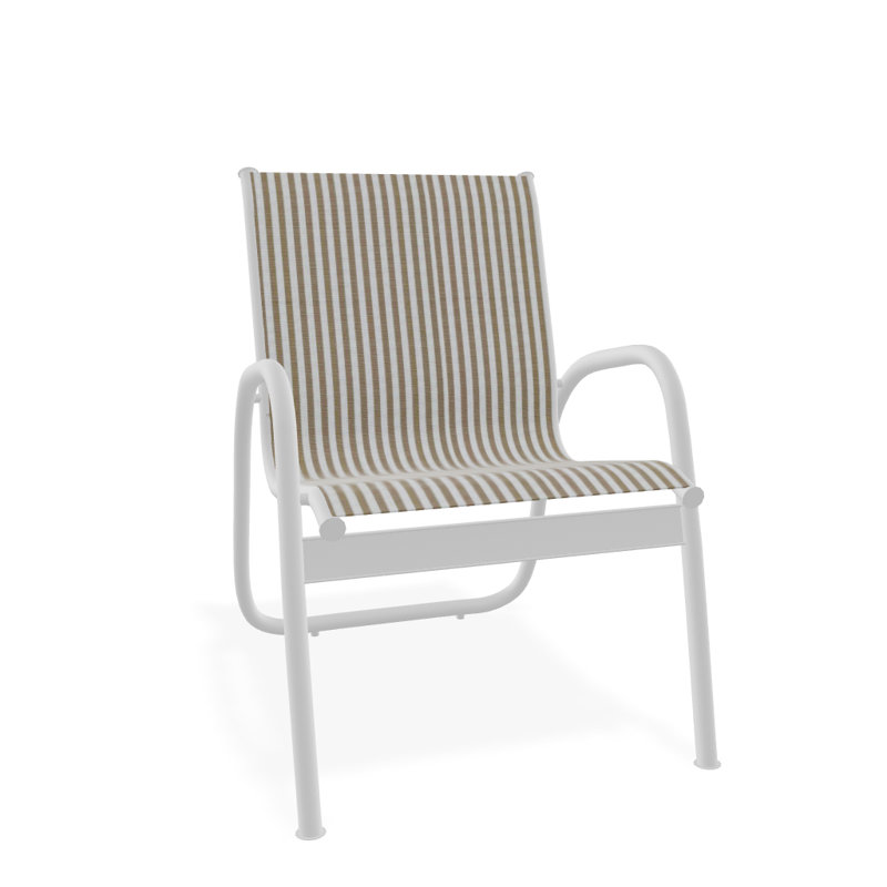 Fauteuil de patio Gardenella, Blanc texturé, Brun clair