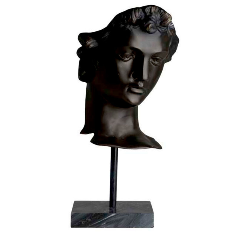 Antique Bronze David Statue with Black Marble Base