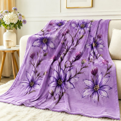 Jeté en peluche à imprimé floral, couverture en molleton doux et confortable pour canapé, literie, salon, décoration intérieure