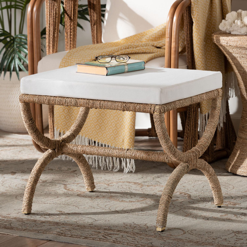 Midence Bali & Pari Maliyah Japandi Natural Seagrass Ottoman