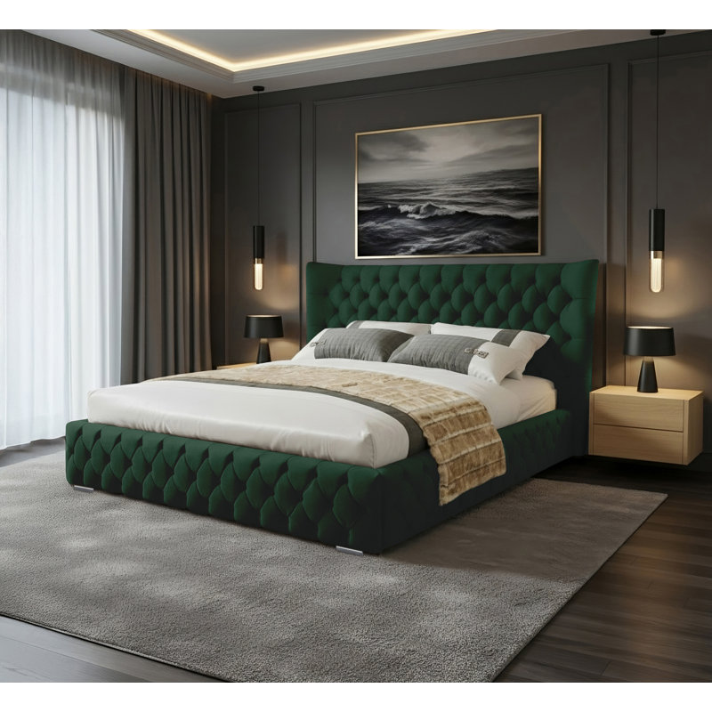 Achilleas Upholstered Bed, Emerald, Super King (6')