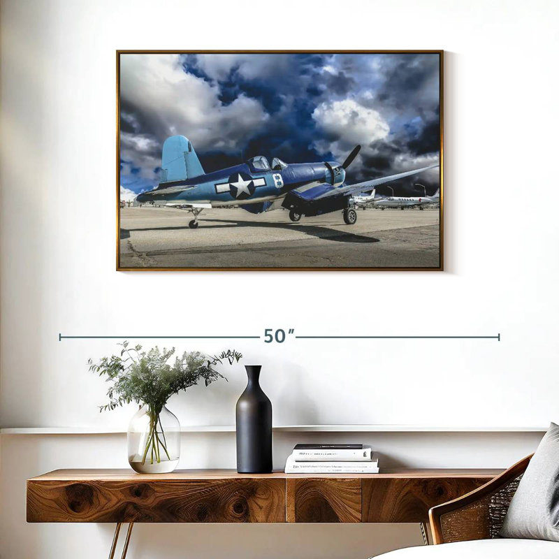 Avion de la Seconde Guerre mondiale, Cadre flottant doré, 37 po x 25 po
