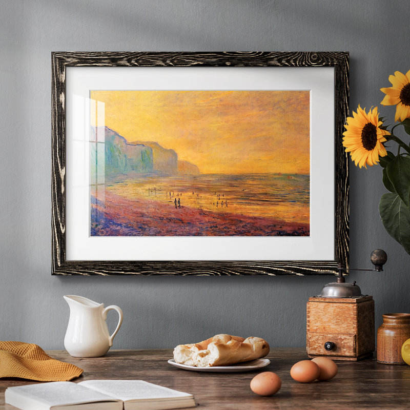 Marée basse à Pourville, temps brumeux, 1882 - reproduction d'un seul cadre, Noir, H 18 po x l 26 po x P 1,5 po