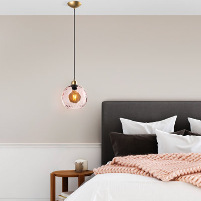 Lustre rose élégant, hauteur réglable de 40 à 120 pouces, structure en métal | 20 po x 20 po | Douille E27 de 40 W maximum (ampoule non incluse) | Design moderne pour le salon et la salle à manger, parfait pour une décoration intérieure élégante