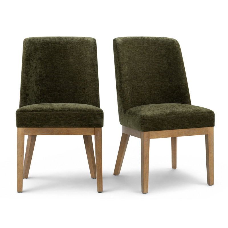 Chaises de salle à manger à dossier haut, revêtues de chenille, avec pieds en bois massif, hauteur d'assise de 45,7 cm (18 pouces).