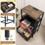 Table de chevet 2 tiroirs avec station de charge, table de chevet pour chambre à coucher avec ports USB, tablette ouverte noire, table de chevet avec pont arqué Fantasy Castle Sunset