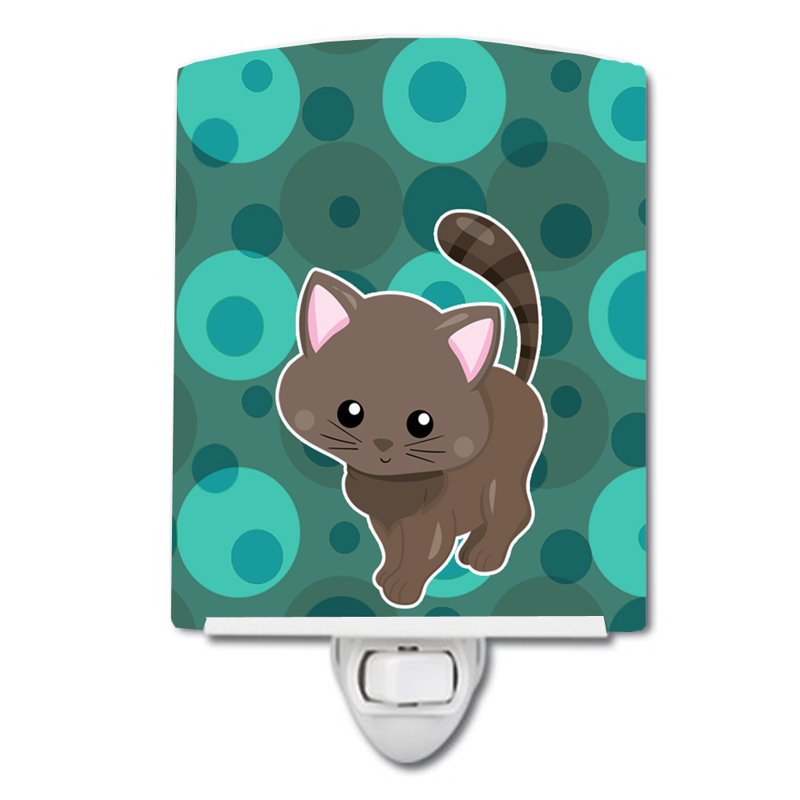 Polkadot Kitten Cat Ceramic Night Light