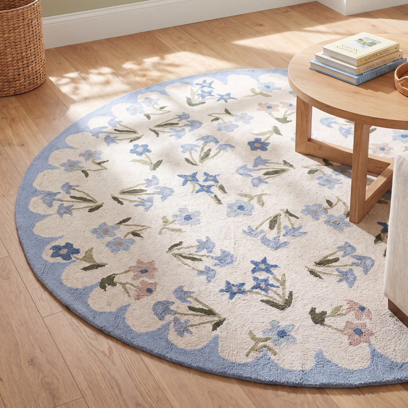 Anelis Martha Stewart Hand Tufted Wool, Cotton Floral Outdoor Rug, Round 6'