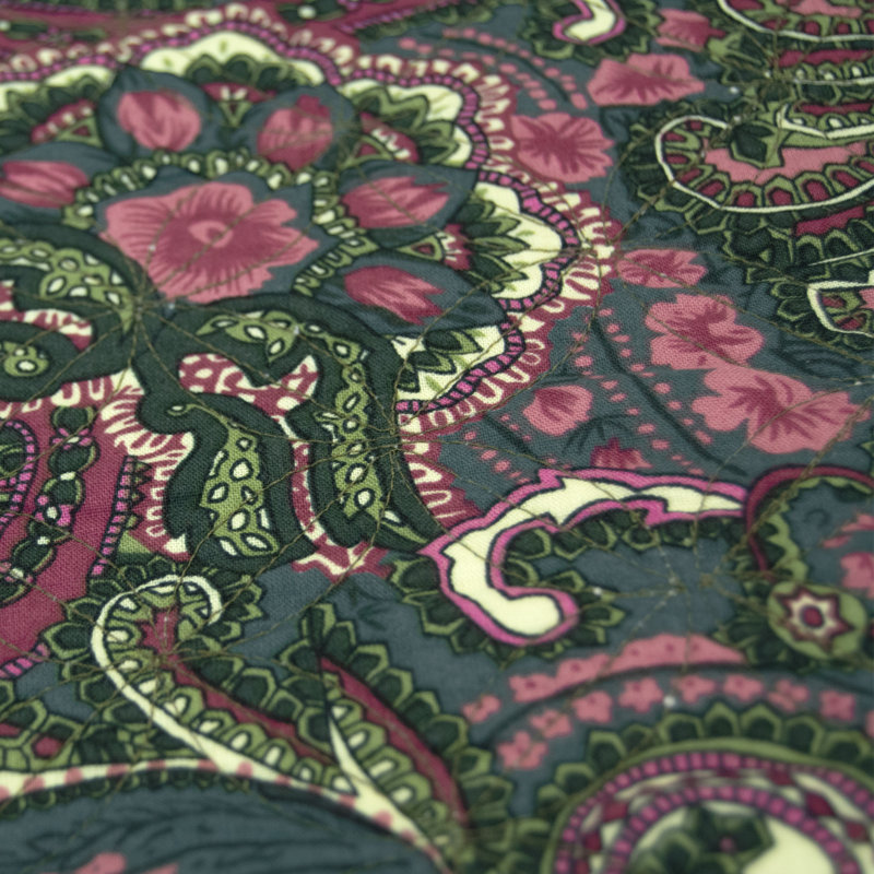 King Reversible Cotton Patchwork Quilt in Purple and Sage
