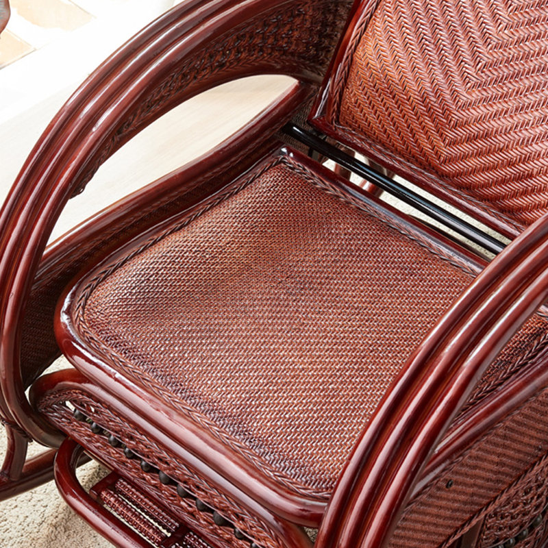 Chaise berçante en rotin naturel naturel, Brun-roux