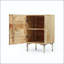 Table de chevet en bois de manguier fabriquée à la main avec porte et tablette Wave