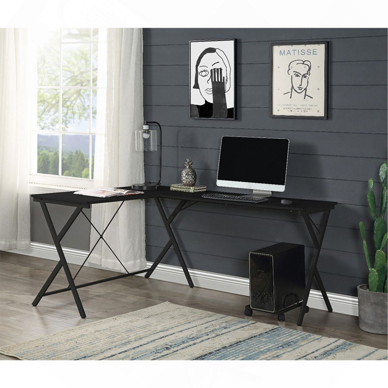 L-Shape Computer Desk With Computer Holder, Black