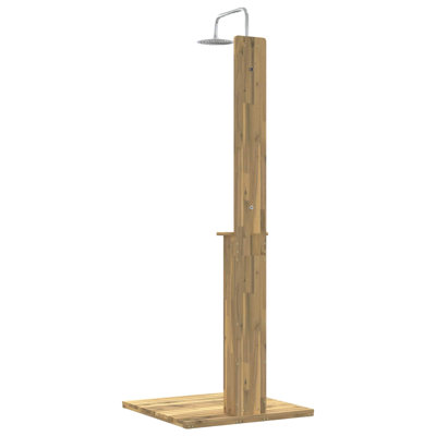 217 cm H Stainless Steel and Solid Wood Free Standing