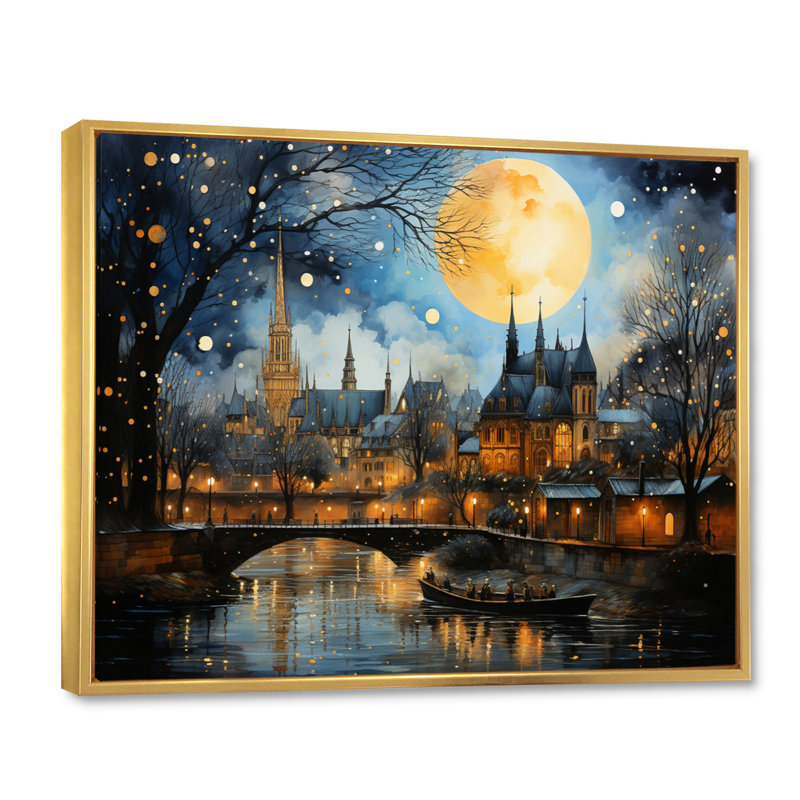 Mariesha French Riverside à Lyon II - reproduction, H 34 po x l 44 po x P 1,5 po, Cadre flottant doré