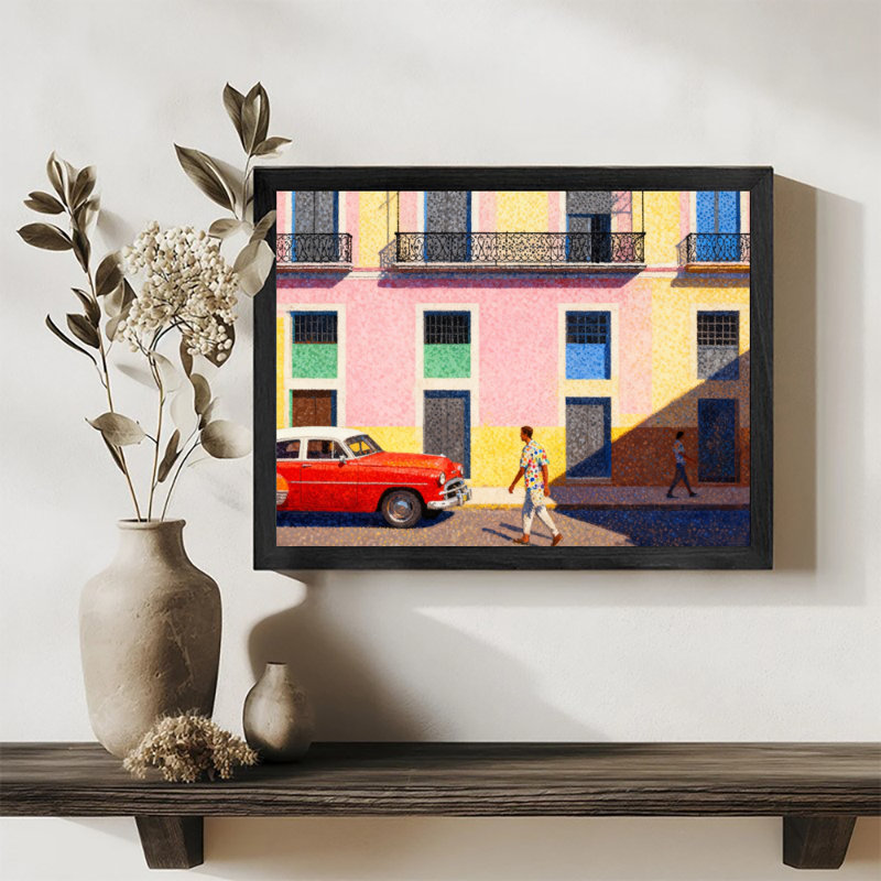 Reproduction d'art encadrée noire vintage, H 37 po x l 25 po