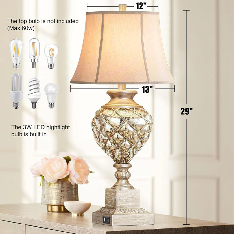 Lampe de table moderne en verre au mercure 29 po Jansel
