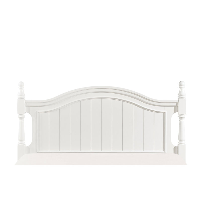 Lit double traditionnel en bois blanc avec rails