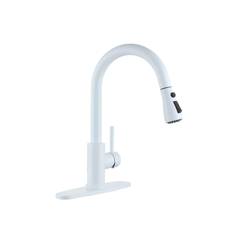 Clihome Pull Down Kitchen Faucet, White