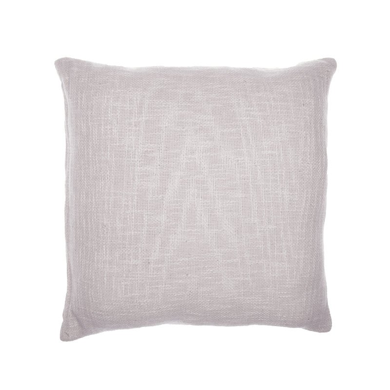 Ivory Cotton Blend Embroidered Square Throw Pillow 20" x 20"