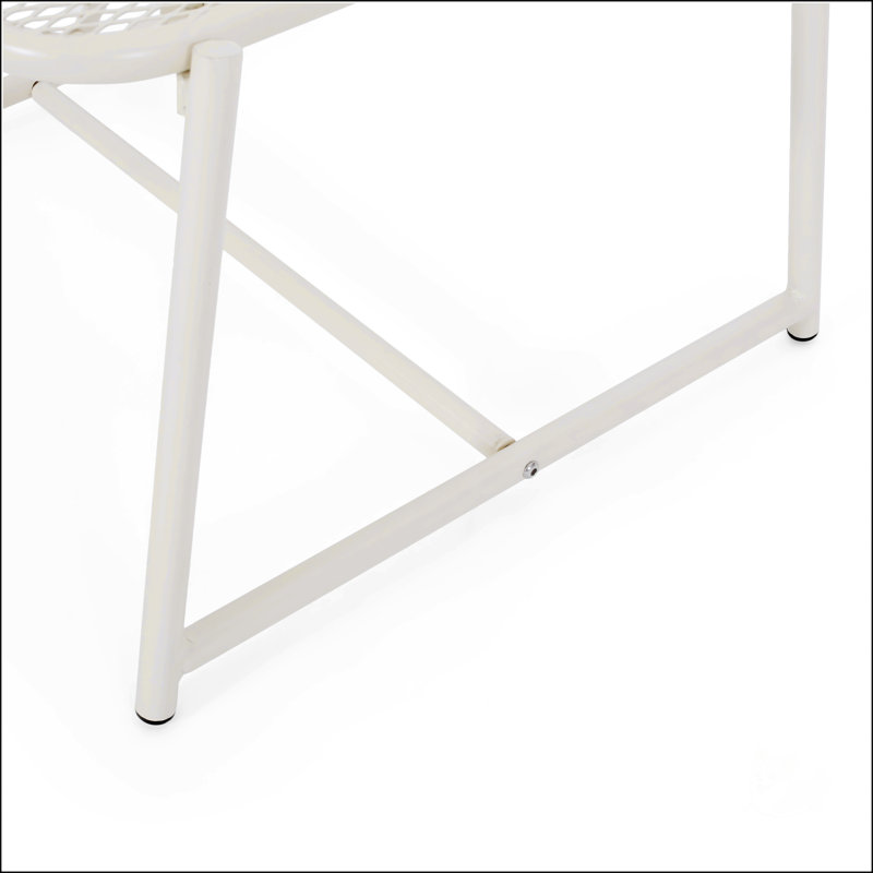 Modern Mesh Top Side Table With Sled Base, Perfect For Enhancing Outdoor Spaces And Adding A Touch Of Style., Matte White