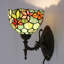 Applique murale Tiffany en verre coloré 8 x 10,5 x 11 pouces pour lampe de chevet dans le couloir (style fleurs rouges et vertes)