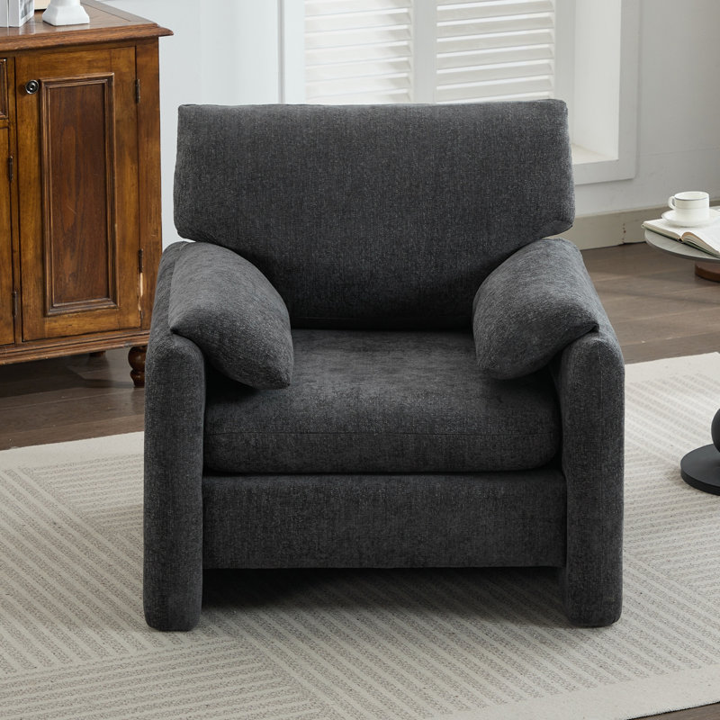 Fauteuil rembourré 36,4 po, Chenille grise foncée