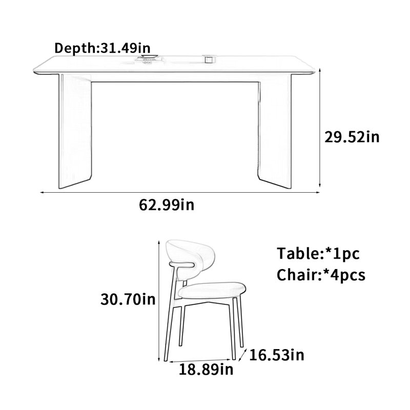 Table de salle à manger Vintage, H 29,52 po x L 62,99 po x l 31,49 po