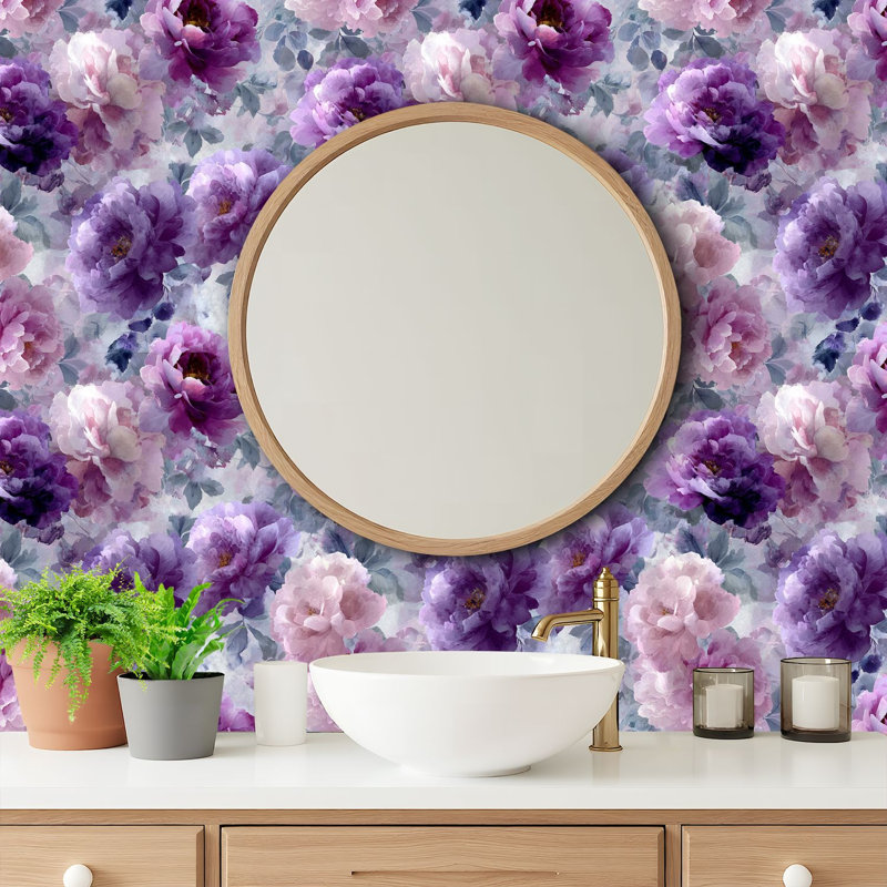 Papier peint adhésif auto-adhésif Dreamy Sage Blush, 117.6" L x 17.5" W