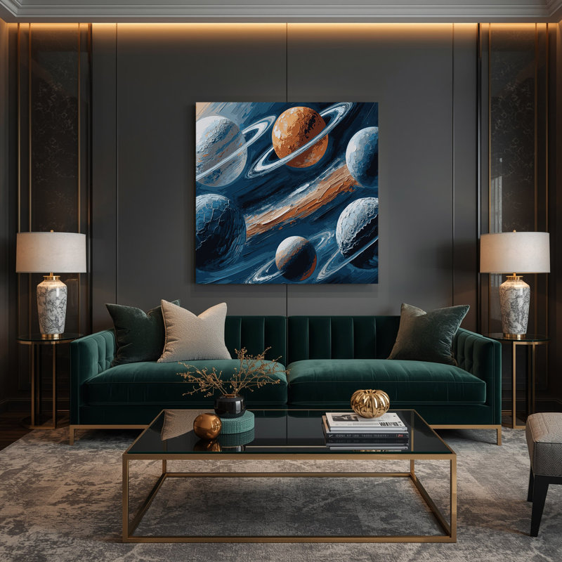 Space Jupiters moons Grey Canvas Wall Art, 16" H x 16" W