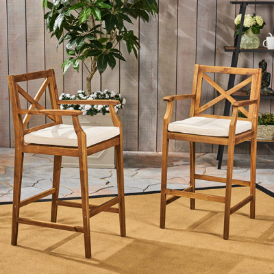 Extérieur en bois, dossier croisé, eau, 46,55 po de chaises, tabourets de bar 2 - dossier tendance, coussin d'eau, grand, assemblage