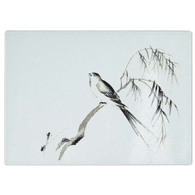 Tempered Glass Bird on a Tree Branch Chopping Board