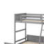 Lit simple superposé au dessus d'un lit double avec bureau-779404967