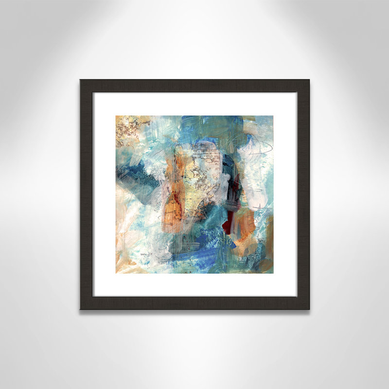 Painterly Elements II - peinture encadrée, Cadre espresso foncé, H 17,5 po x l 17,5 po x P 2 po