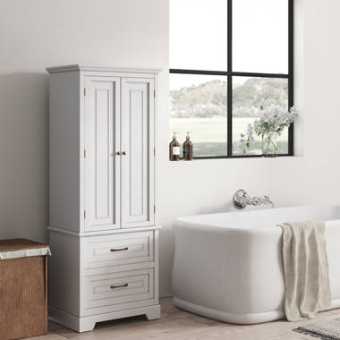 Cádiz 22in. Grey Linen Storage Cabinet for Bathroom and more