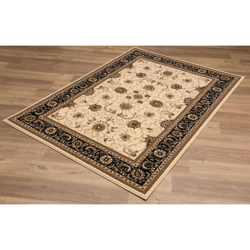 Rug Branch Yasmin 2' x 2' (2'3" x 2') Beige/Black Persian Medallion Indoor Doormat Rug, Traditional, Low Pile, Stain-Resistant Entry Carpet - Front Door, Mudroom, Hallway and Kitchen