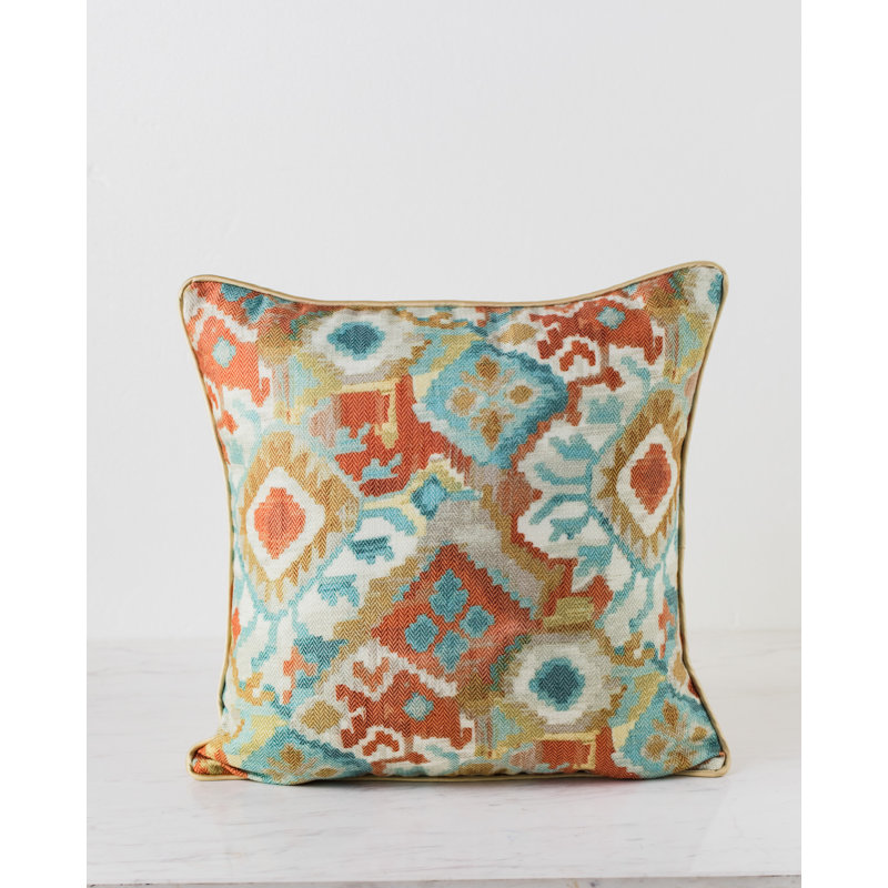 Housse de coussin Ikat, 18 po x 18 po, Bleu sarcelle