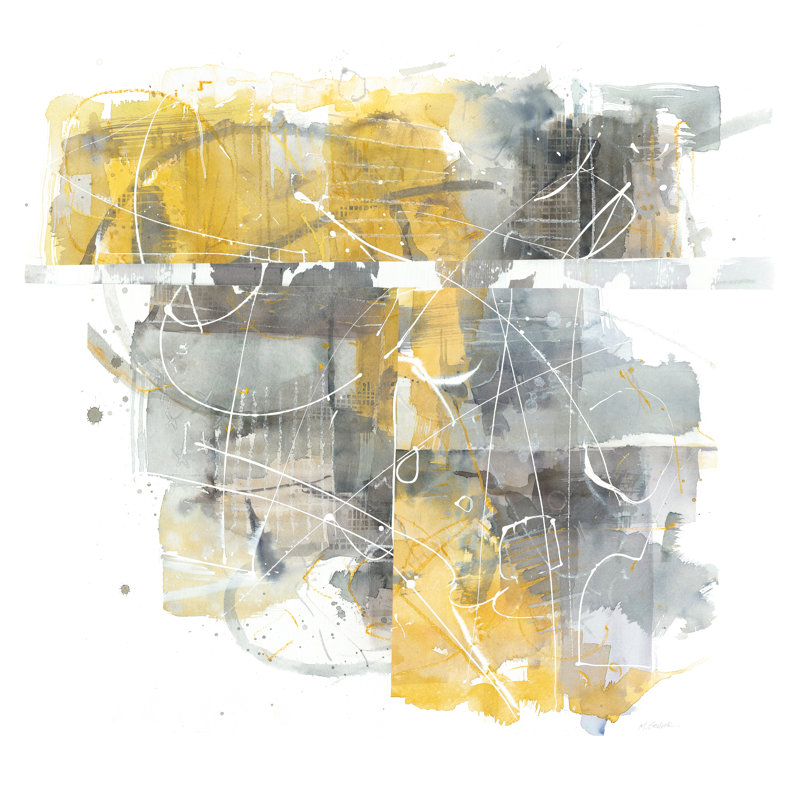 Moving In And Out Of Traffic II Yellow Grey by Mike Schick - Wrapped Canvas Painting, 30cm H x 30cm W x 3.8cm D