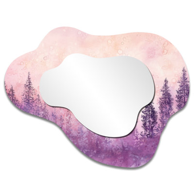 Rustic Cloud-Shaped Wall Mirror – Path of the Lavender Forest I, Metal Print