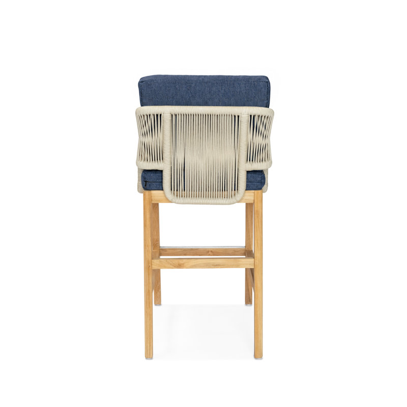 Amadora Outdoor Teak Bar Stool, Indigo