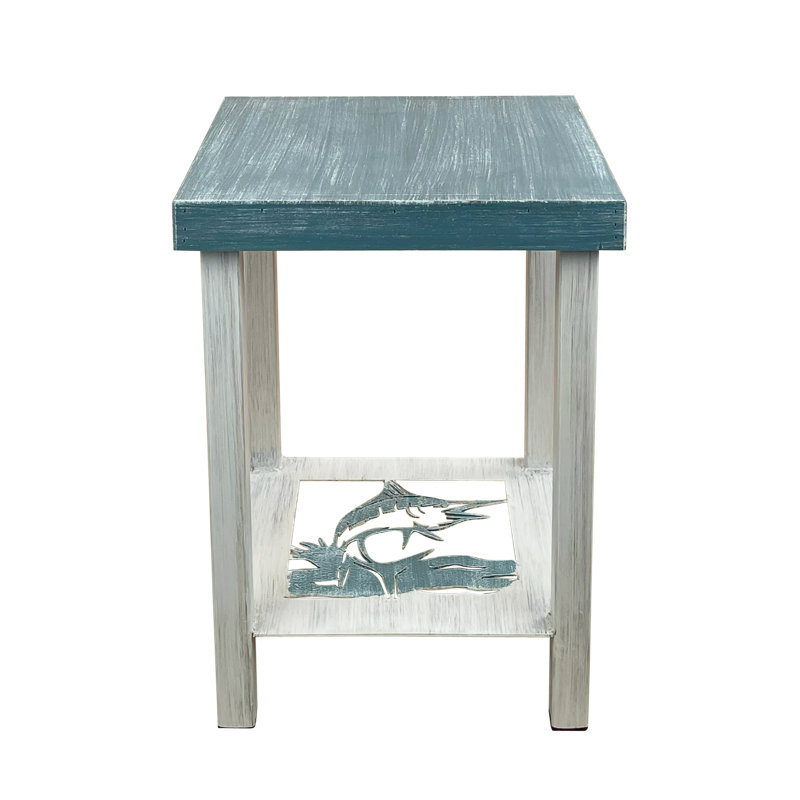 SLATE SAILFISH TABLE SET.  1- Rectangle Sofa Table, 1- Rectangle Coffee Table, 2- Square Iron End Tables