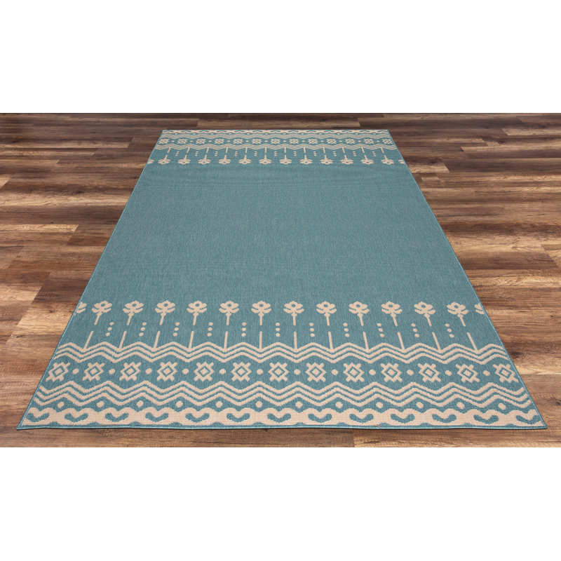 Tapis espace intérieur/extérieur bleu design Mcnear, Rectangle 5 pi 3 po x 7 pi 7 po